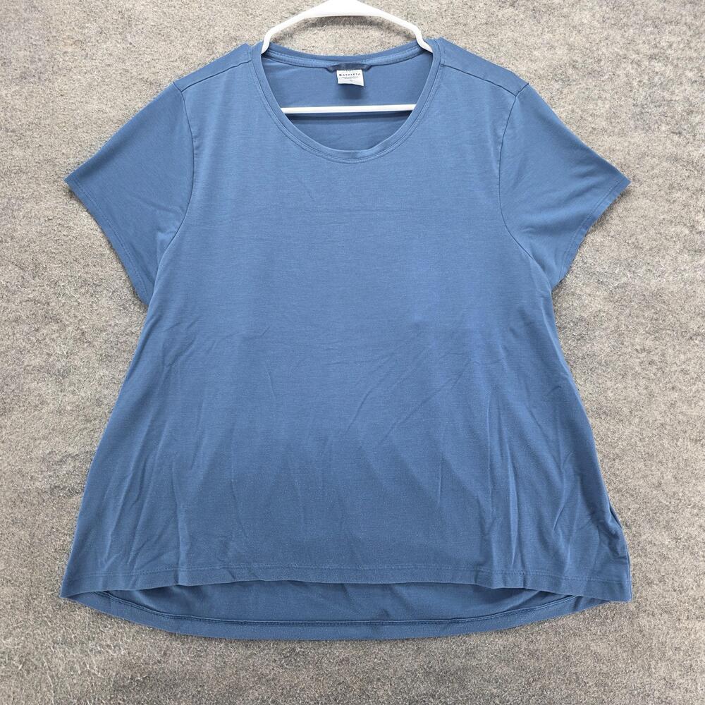 Athleta Shirt Womens XL Blue Open Back Layered Hem Athletic Workout Top